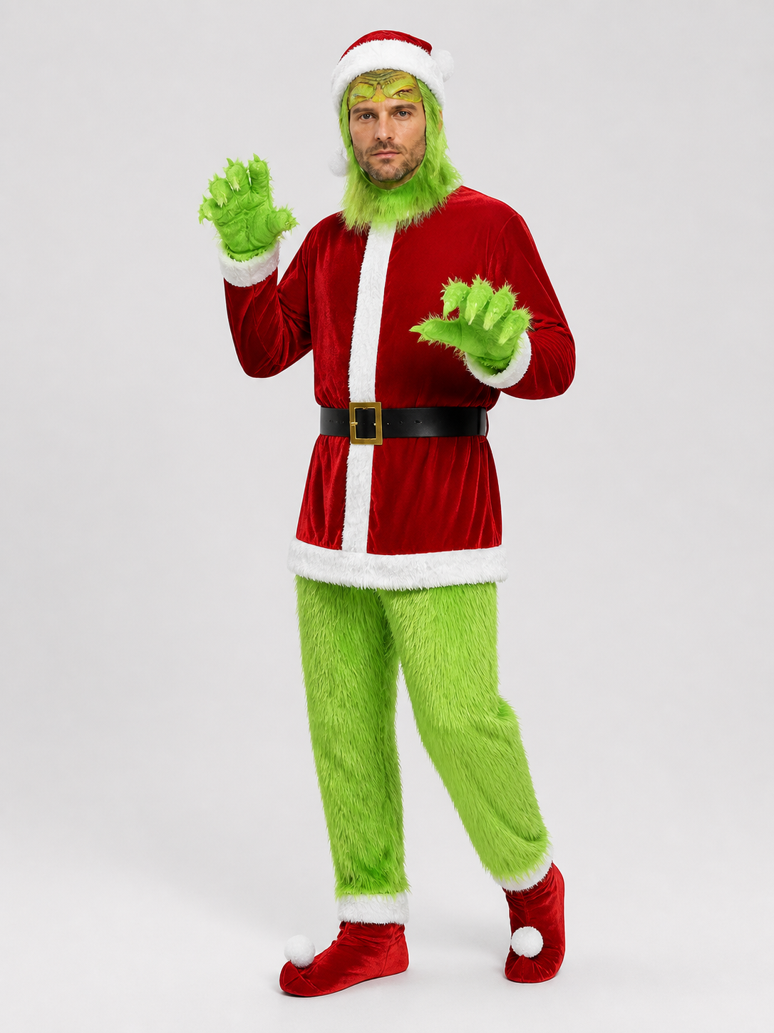 Grinch Costume for New Year's, Green Furry Look Costumes detail 2