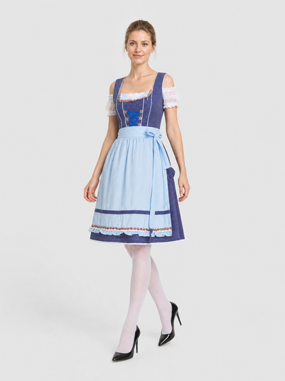 Bavarian Ethnic Dress with Apron and Floral Trim Costume Dresses detail 2