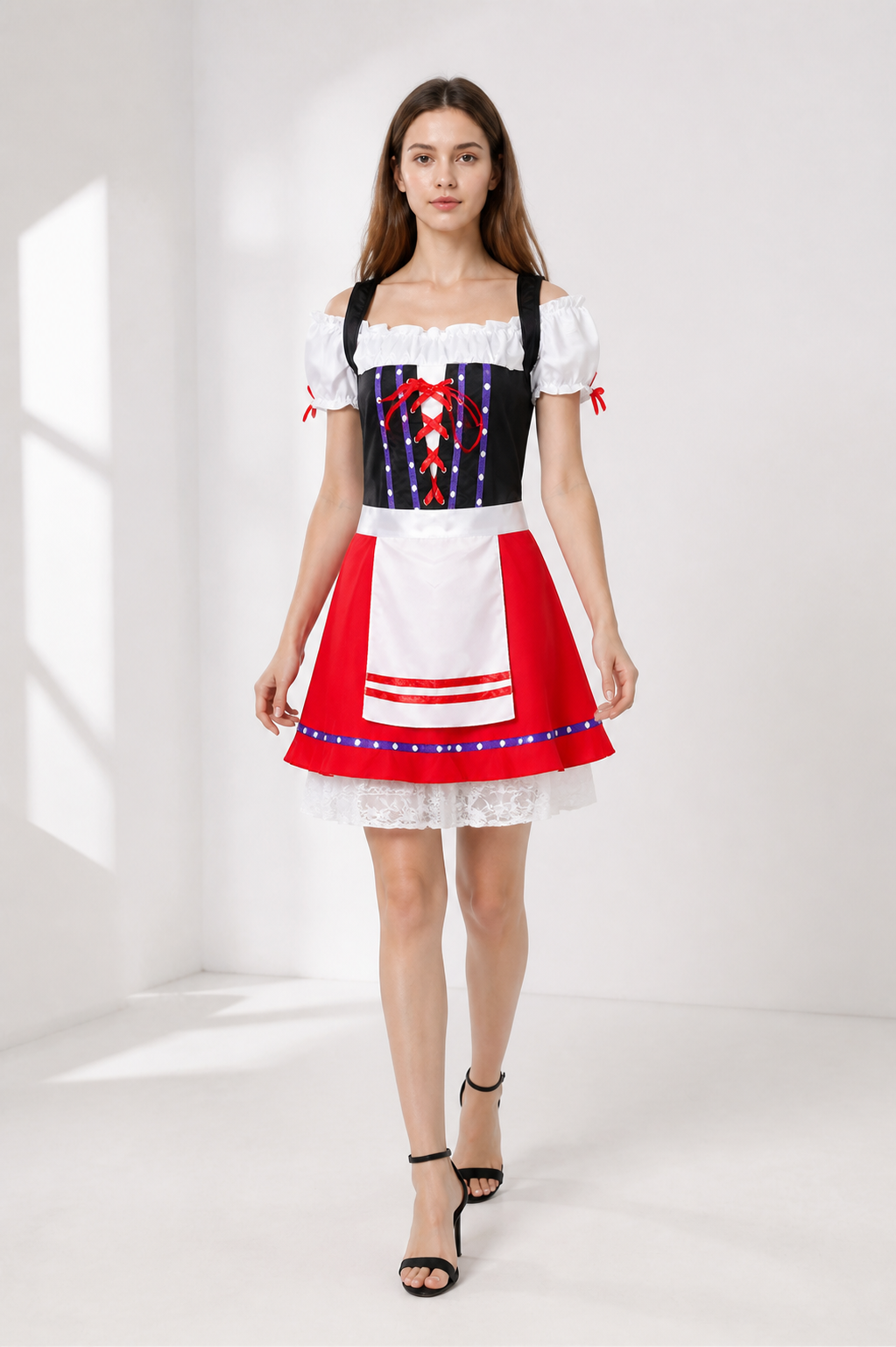 Oktoberfest Dress with Apron and Red Lacing Costume Dresses detail 2