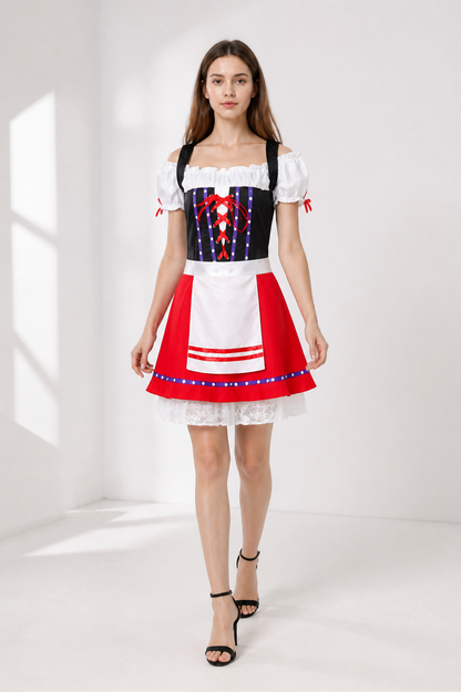 Oktoberfest Dress with Apron and Red Lacing Costume Dresses detail 2