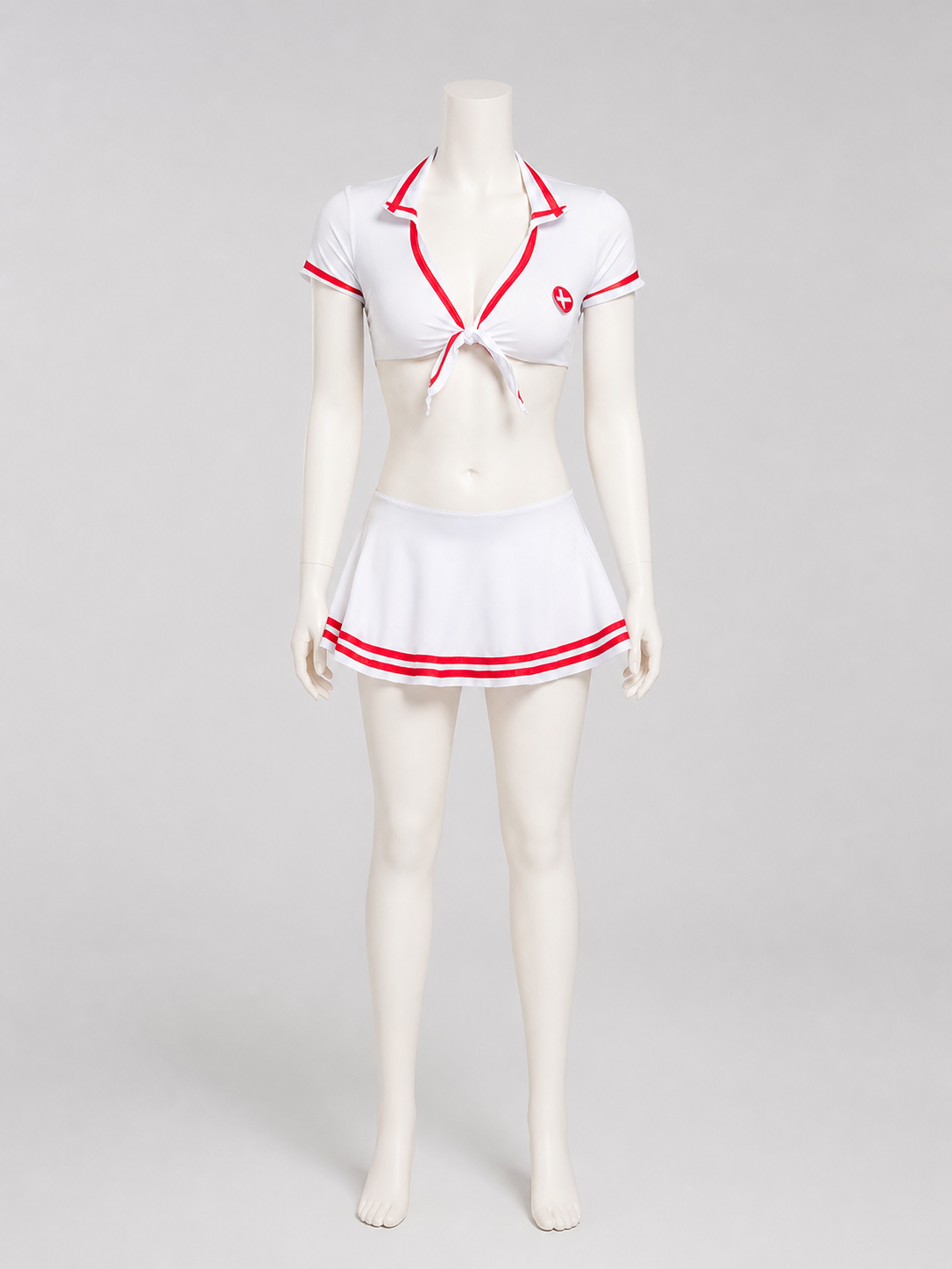 Nurse Costume: White Uniform, Skirt, Red Trim Costumes detail 2
