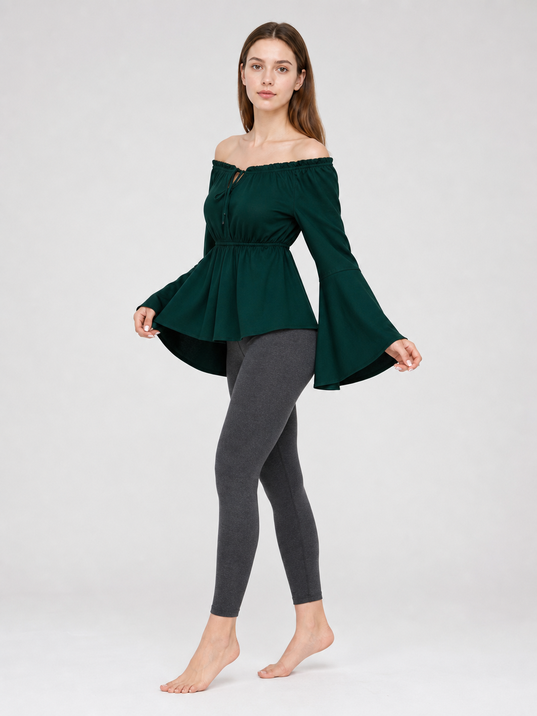 Off-the-Shoulder Blouse with Long Sleeves