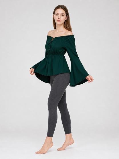 Off-the-Shoulder Blouse with Long Sleeves