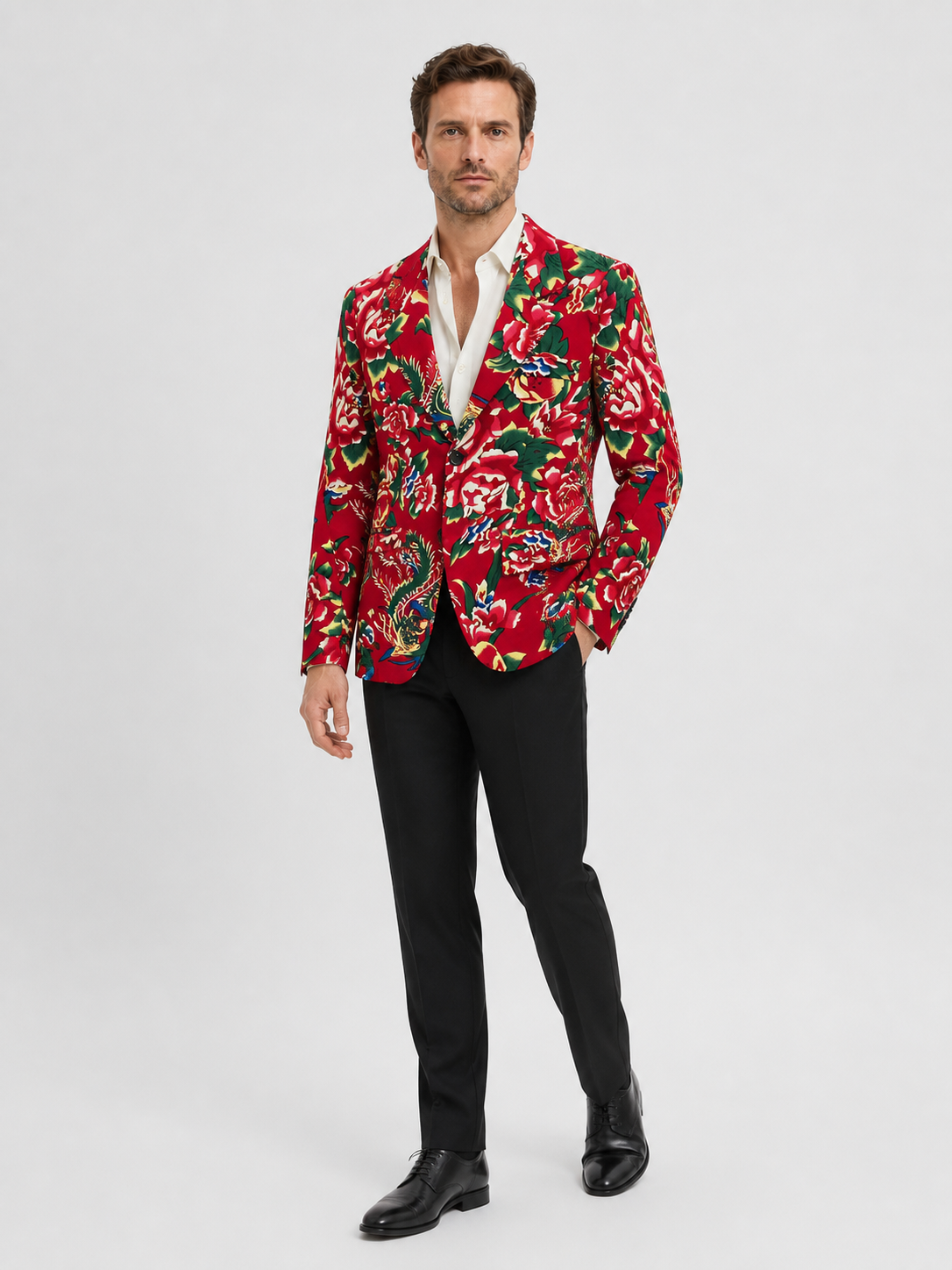 Red Stage Blazer with Floral Print product detail 2
