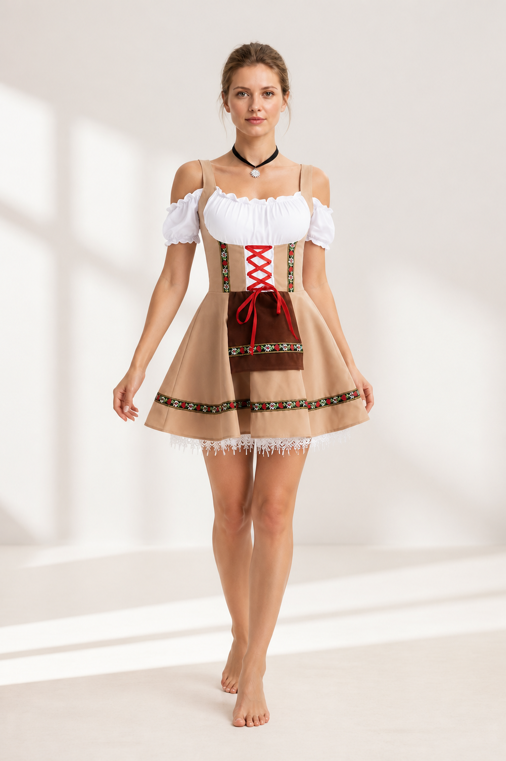 Short Pinafore Dress for Cosplay with Apron Costume Dresses detail 2