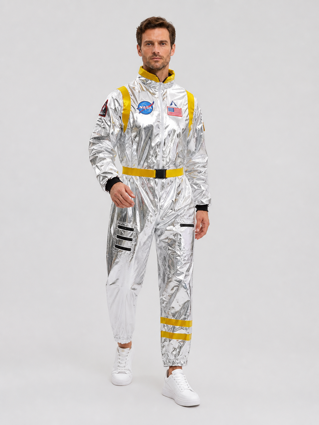 Astronaut Costume, Silver NASA Jumpsuit Costumes detail 2