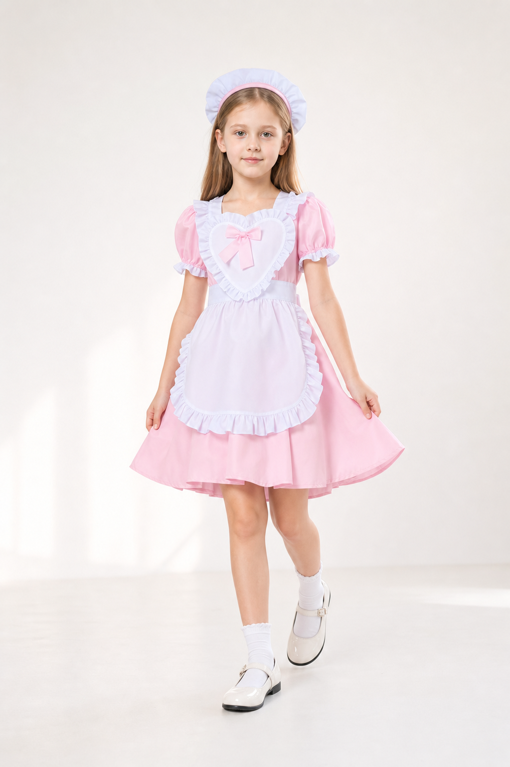 Children’s Lolita-Style Dress with Apron and Full Skirt