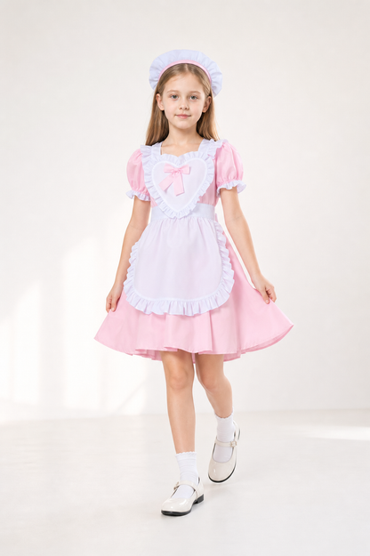 Children’s Lolita-Style Dress with Apron and Full Skirt