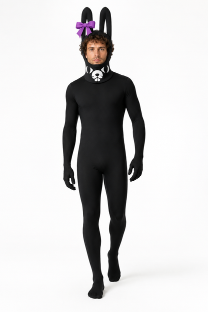 Black Rabbit Bodysuit with Long Ears and Bow Costume Accessories detail 2