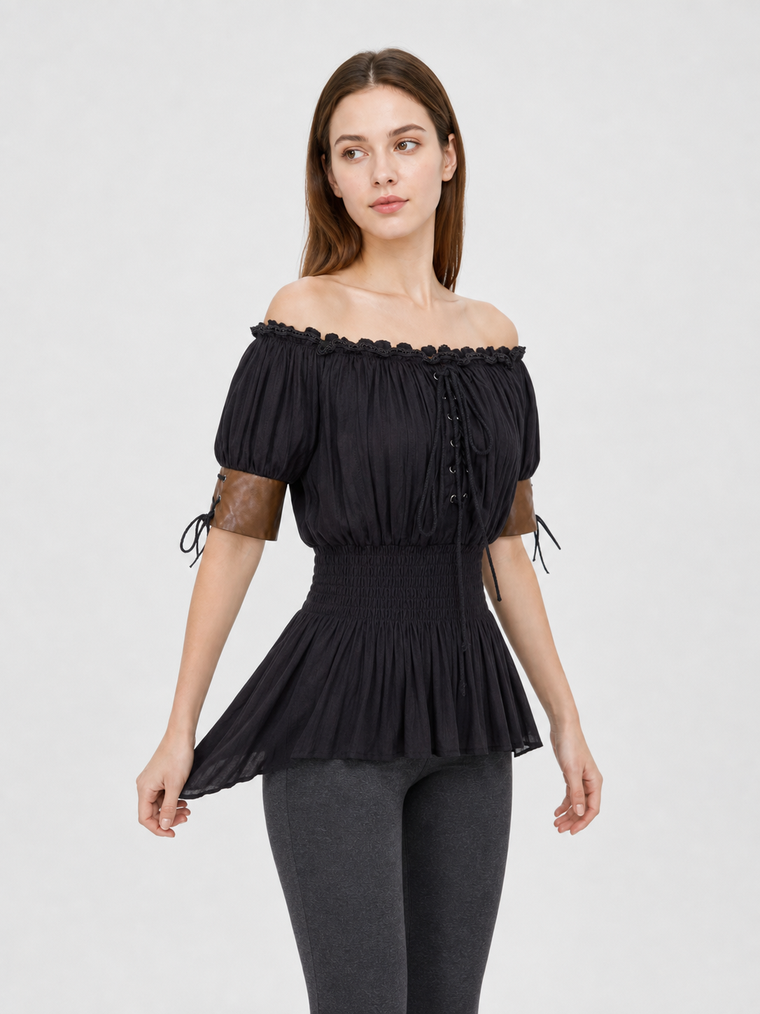 Gothic Off-the-Shoulder Lace-Up Top