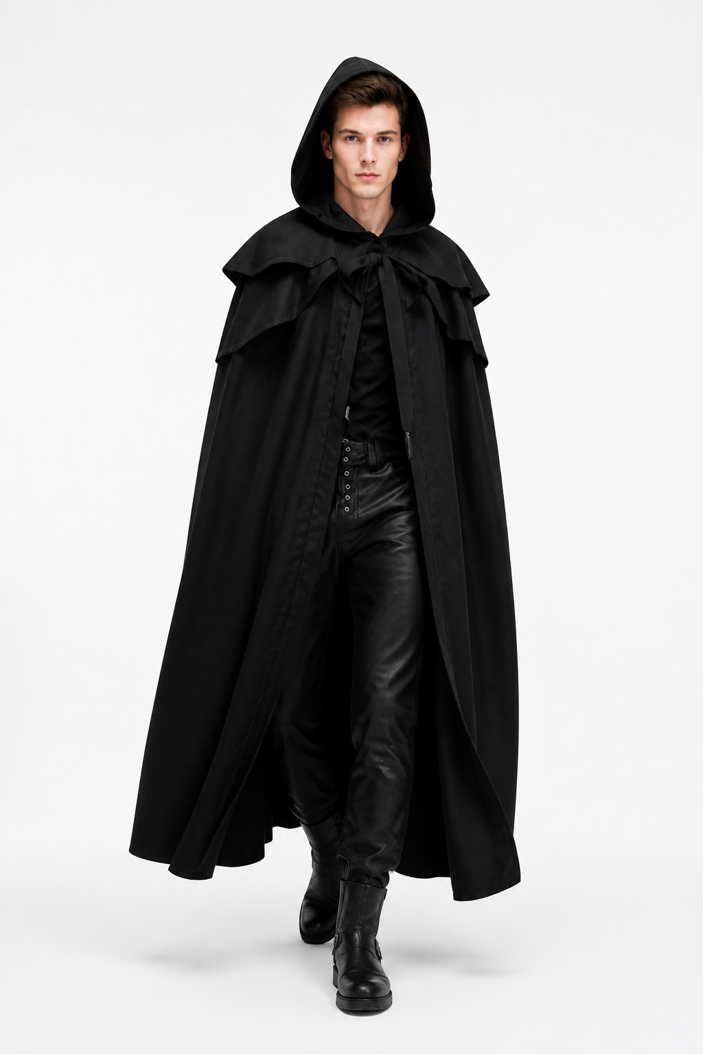 Black Gothic-Style Hooded Cape Costume Capes detail