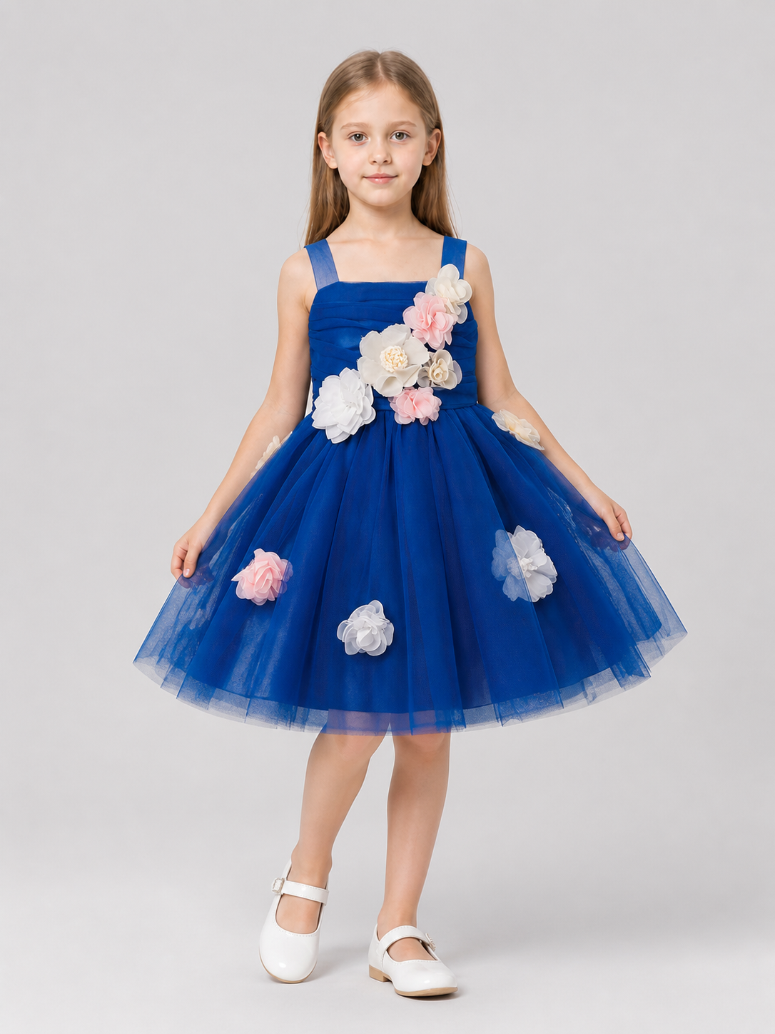 Girls' Formal Dress with a Full Skirt and Flowers Costume Dresses detail 2