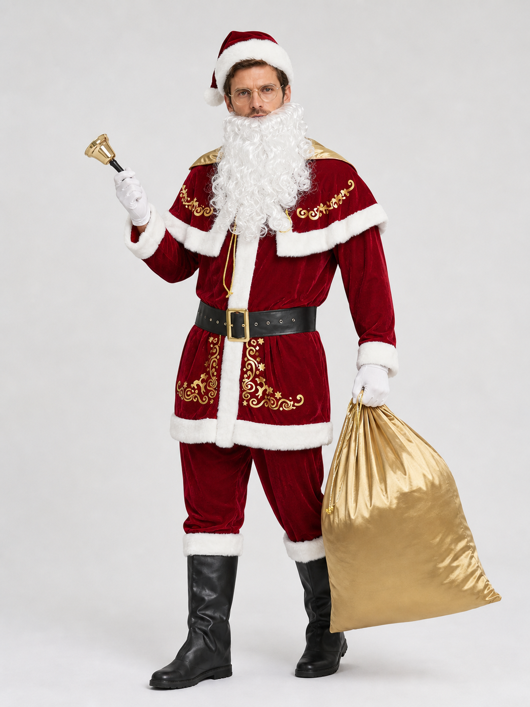 Ded Moroz Costume with Cape, Beard, and Hat Costume Capes detail 2