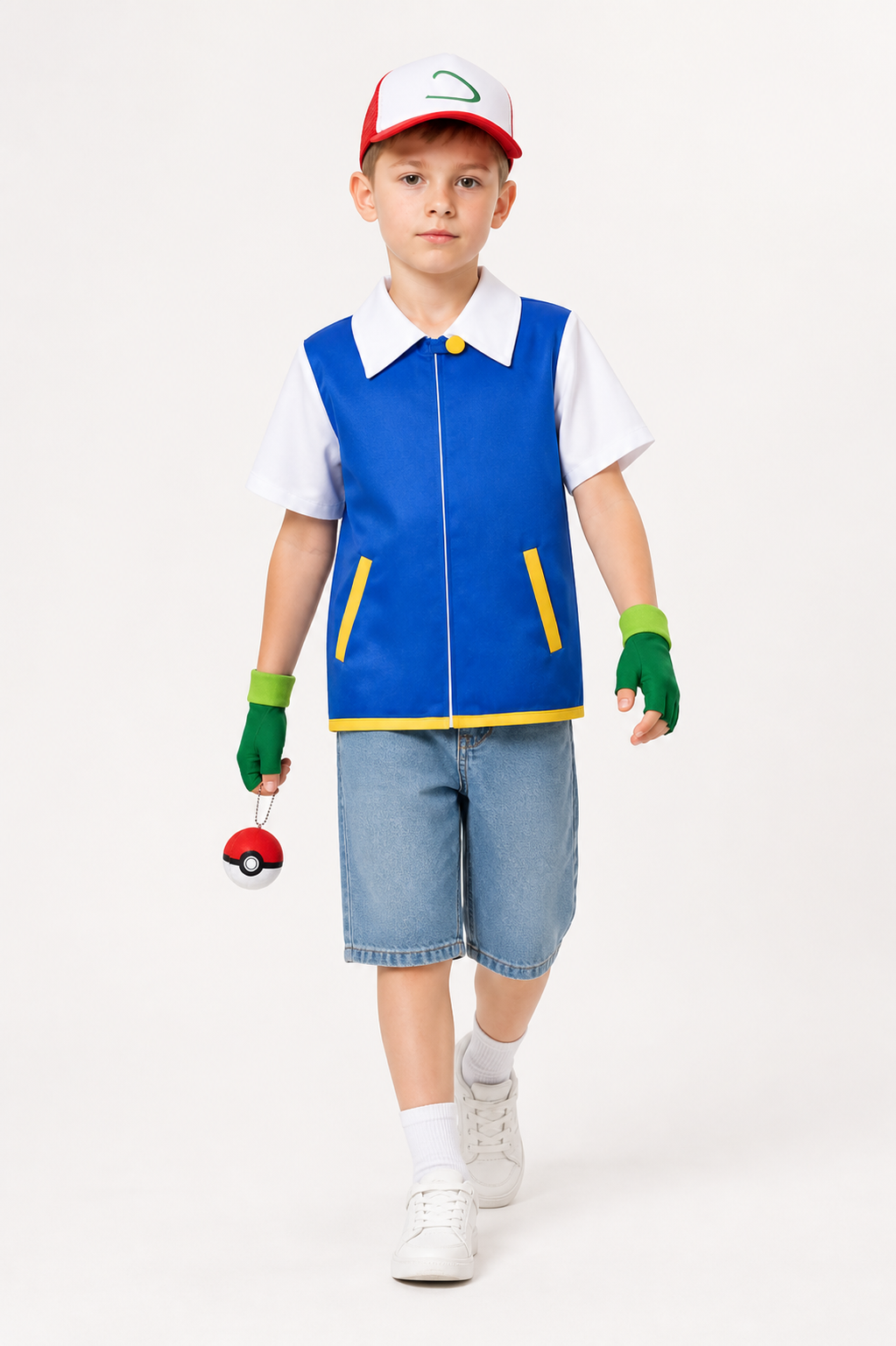 Children’s cosplay costume: jacket, cap, gloves on-model alternate view