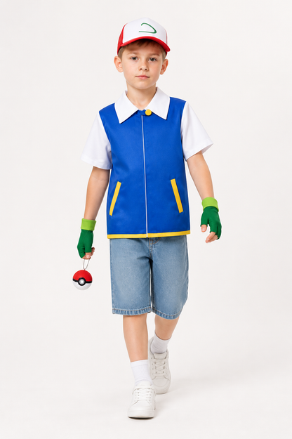 Children’s cosplay costume: jacket, cap, gloves on-model alternate view