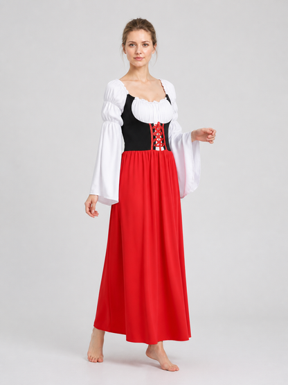 Bavarian Dress for Beer Festivals, Red, White, and Black Costume Dresses detail 2