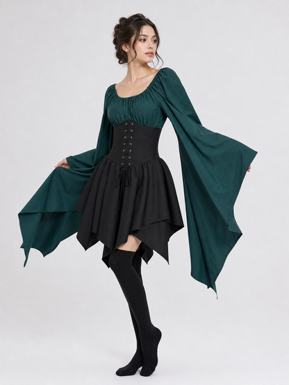 Witch Costume with Corset, Mask, Necklace, and Stockings