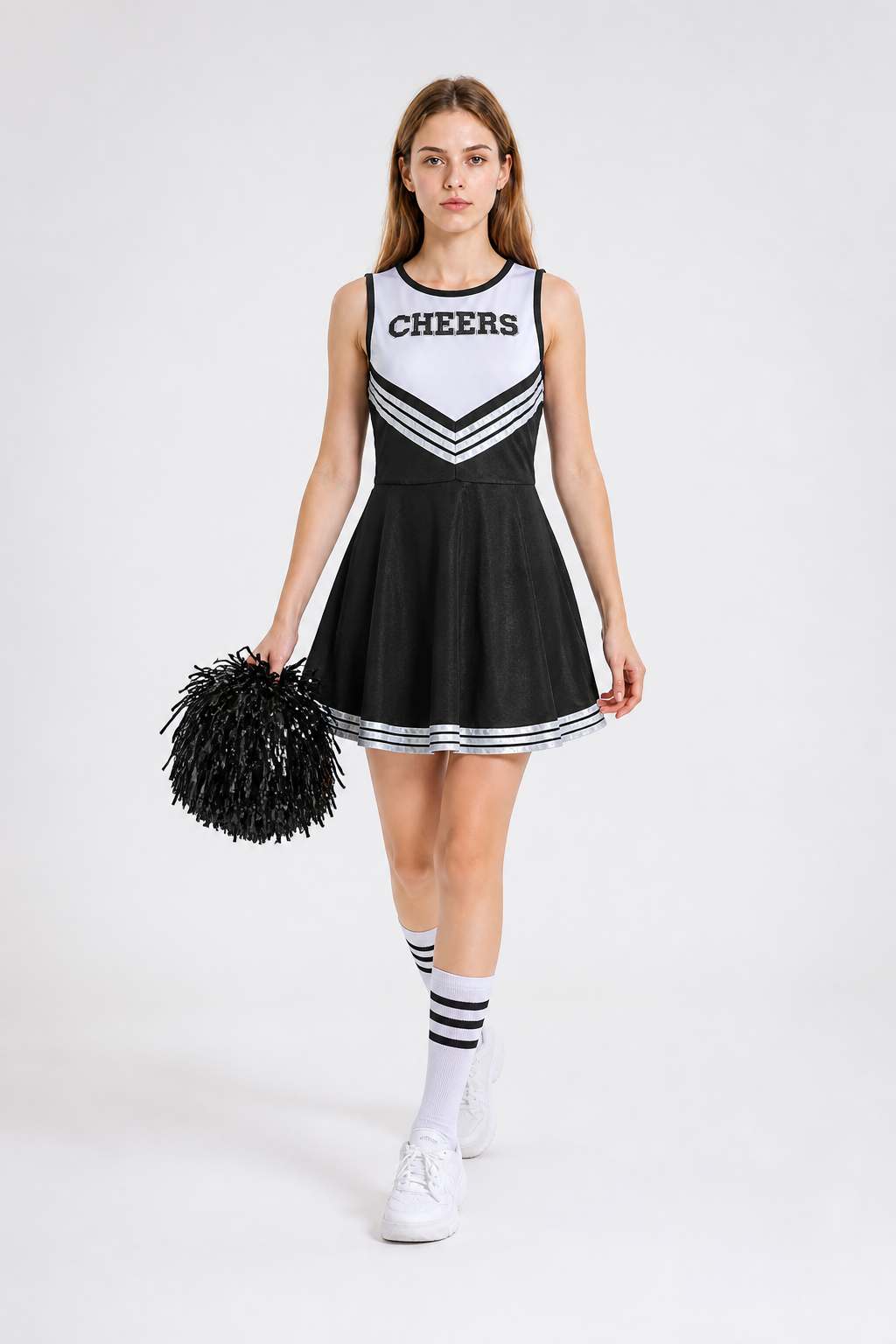 Sleeveless Cheerleading Dress with White Stripes Costume Dresses detail 2