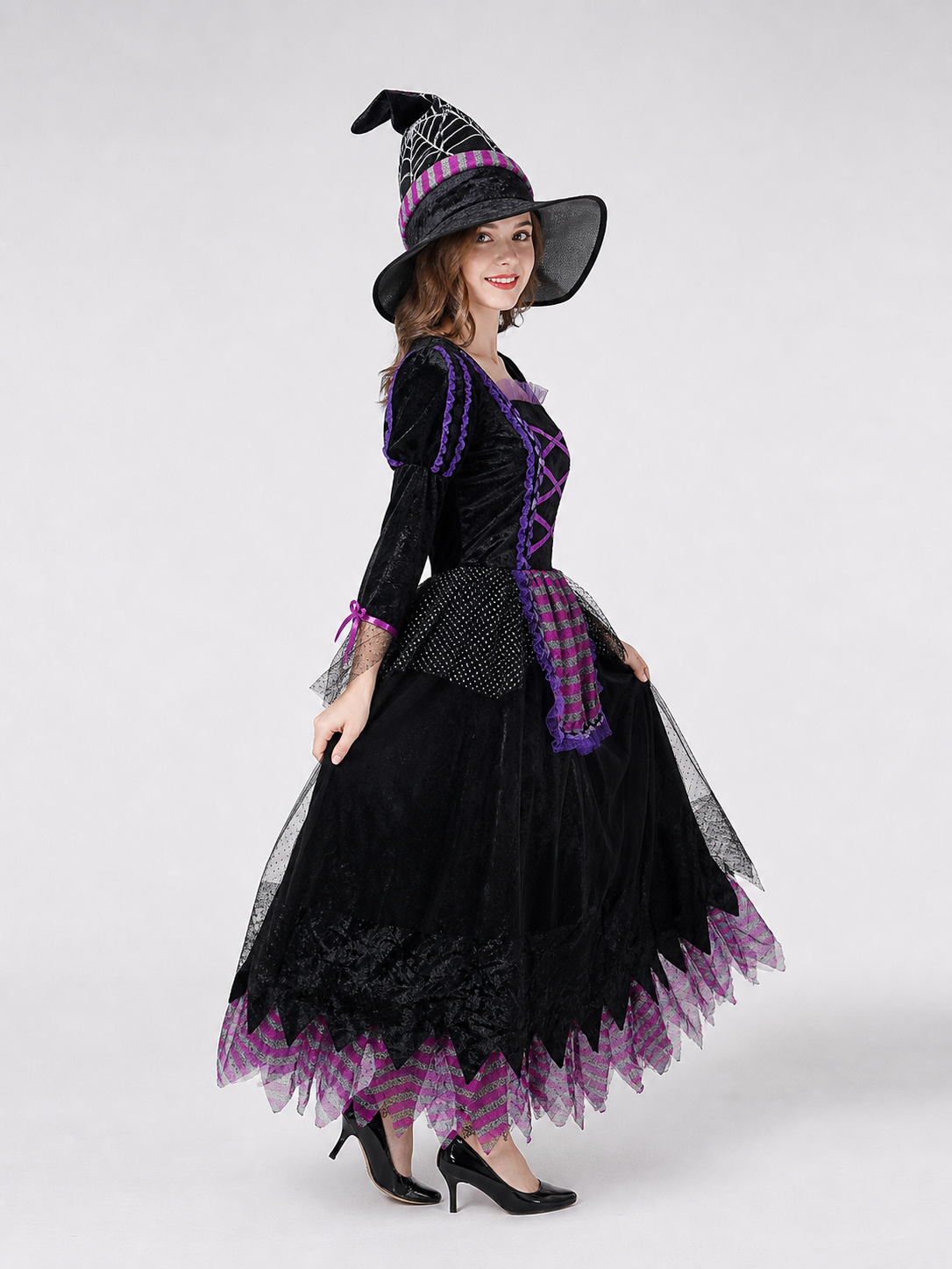 Witch cosplay dress costume with black hat