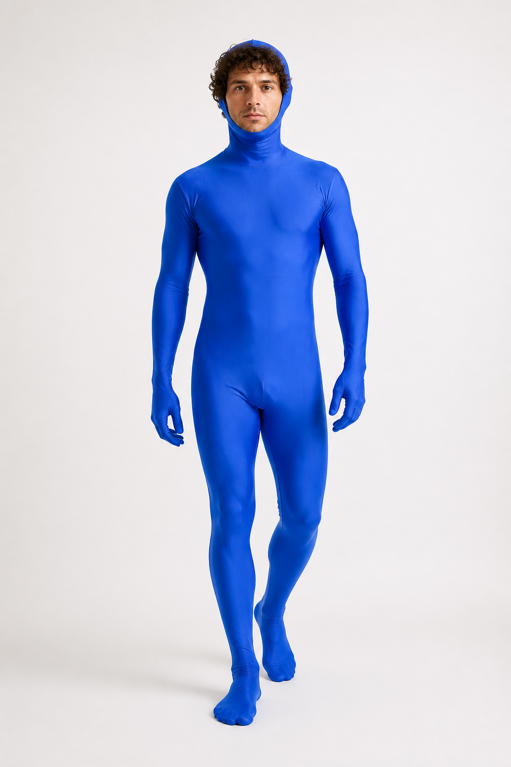 Blue Hooded Zentai Suit with an Open Face product detail 2