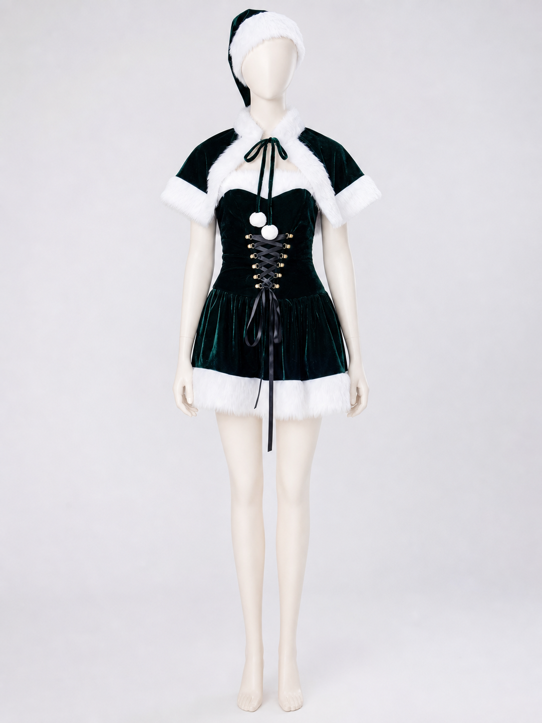 Retro Costume: Christmas-Style Dress with Cape Costume Dresses detail 2