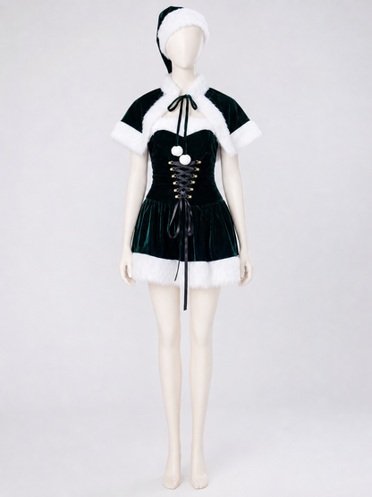 Retro Costume: Christmas-Style Dress with Cape Costume Dresses detail 2