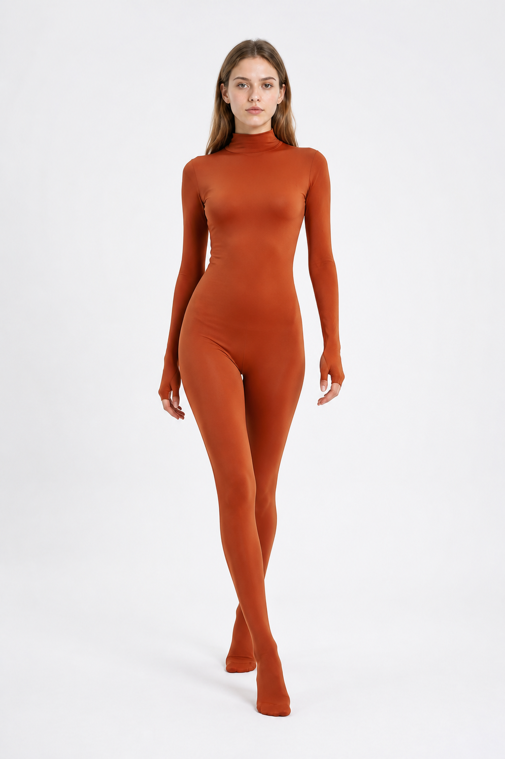 Jumpsuit with a High Collar and Covered Hands and Feet
