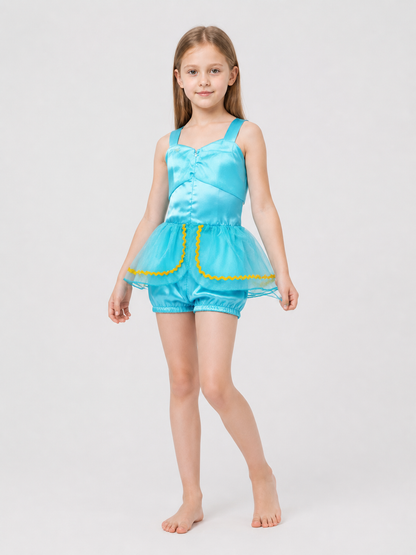 Blue Aladdin-Style Carnival Costume Jumpsuit