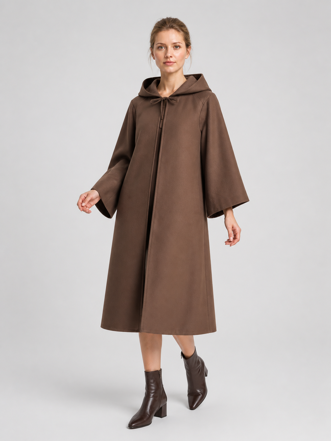 Brown Hooded Cloak for Cosplay and Halloween Costume Capes detail 2