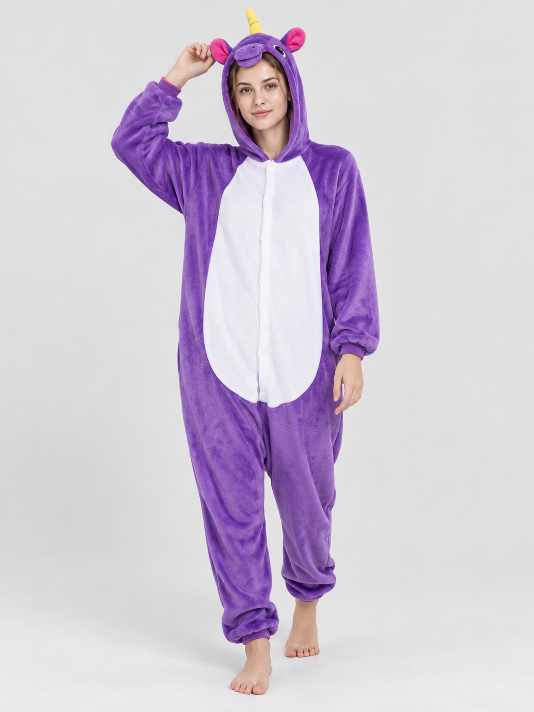 Purple Fleece Pajama Jumpsuit with White Insert