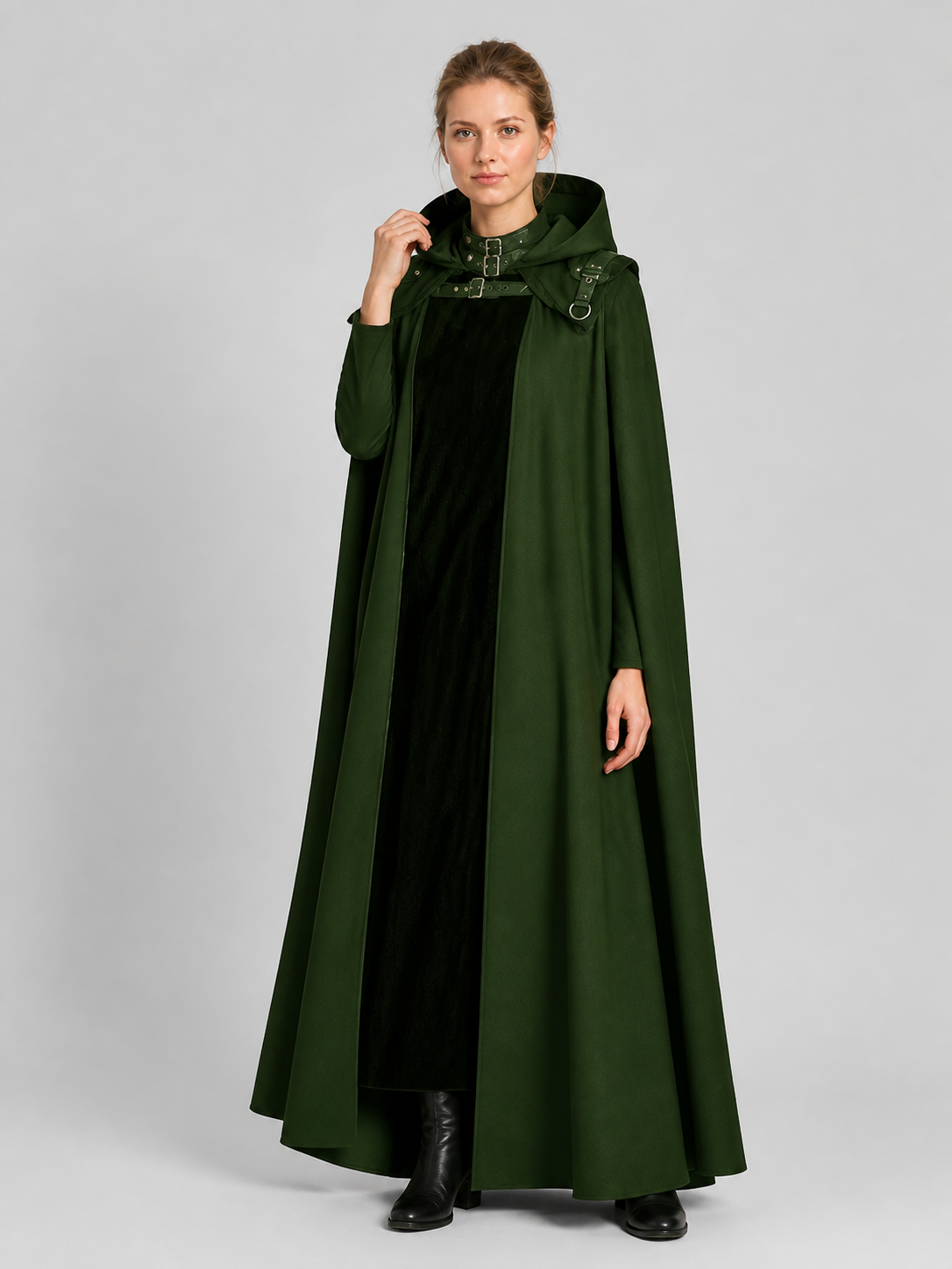 Vampire Halloween Cosplay Cloak, Black, with Hood Costume Capes detail
