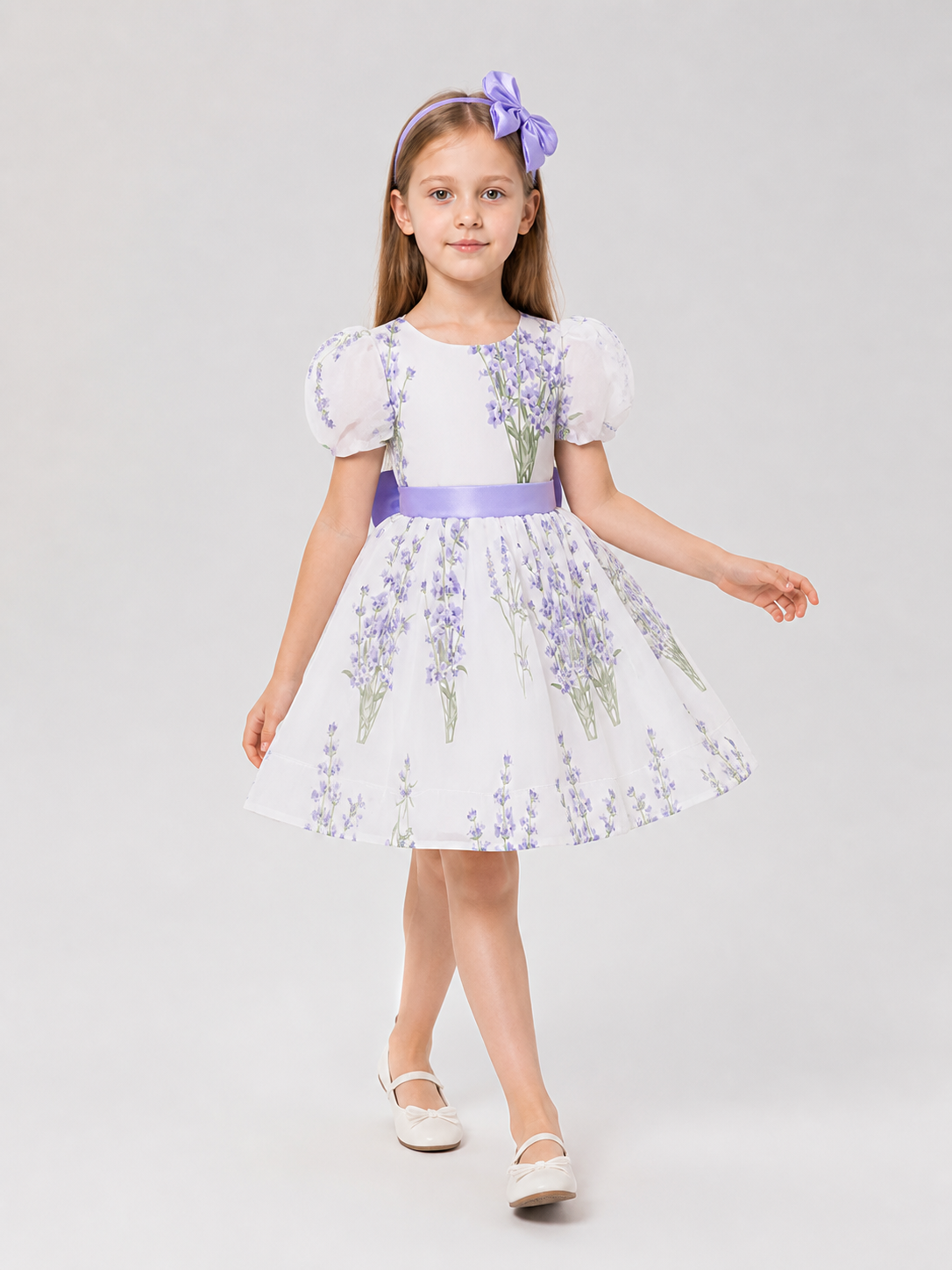 Girls’ Princess Dress with Puff Sleeves and a Bow product detail 2