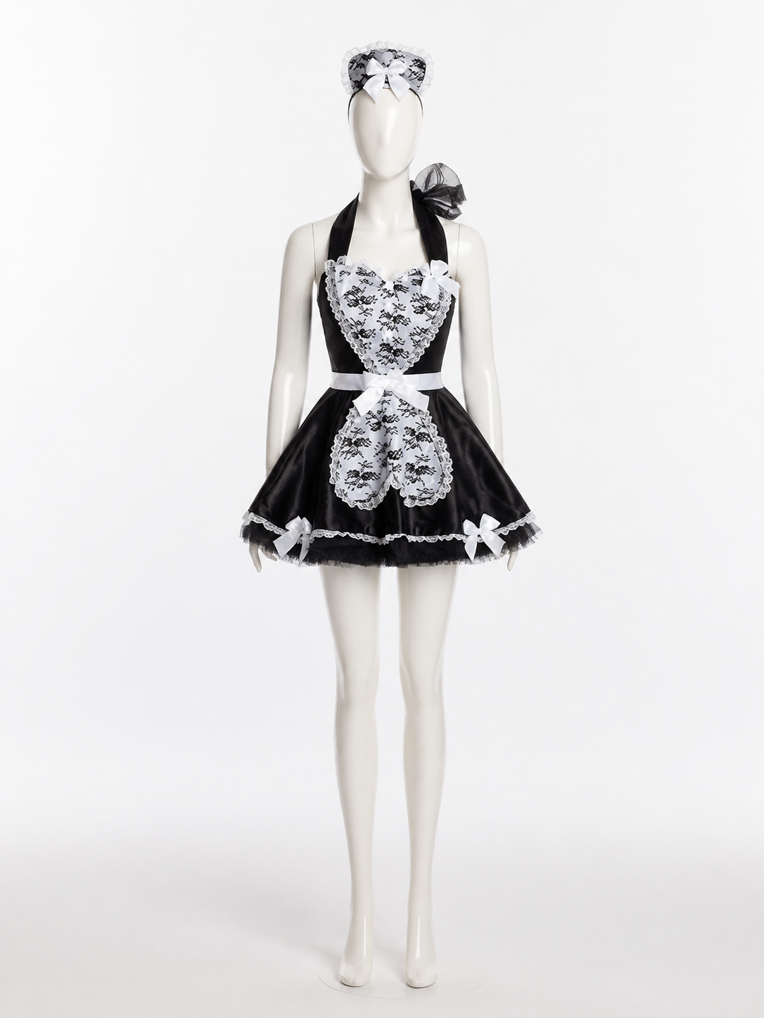 Black-and-White Dress Costume with Apron and Bows Costume Dresses detail 2