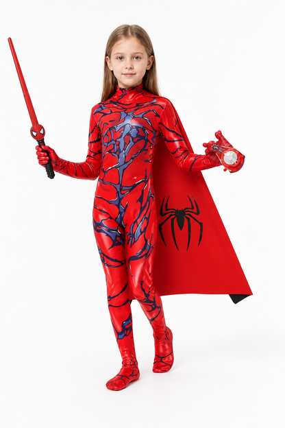 Red Spider-Man Costume with Mask and Cape Costume Capes detail 2