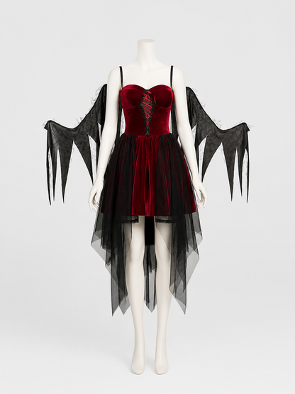 Halloween Gothic Cosplay Costume with Wings Costumes detail 2