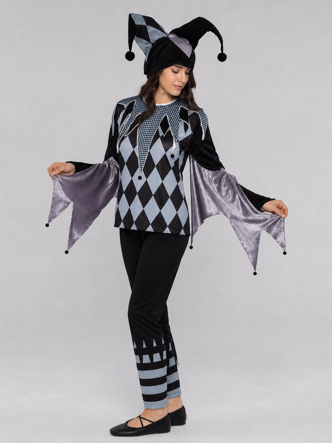 Clown costume designed in a striking circus style with elements of an evil clown Costumes detail