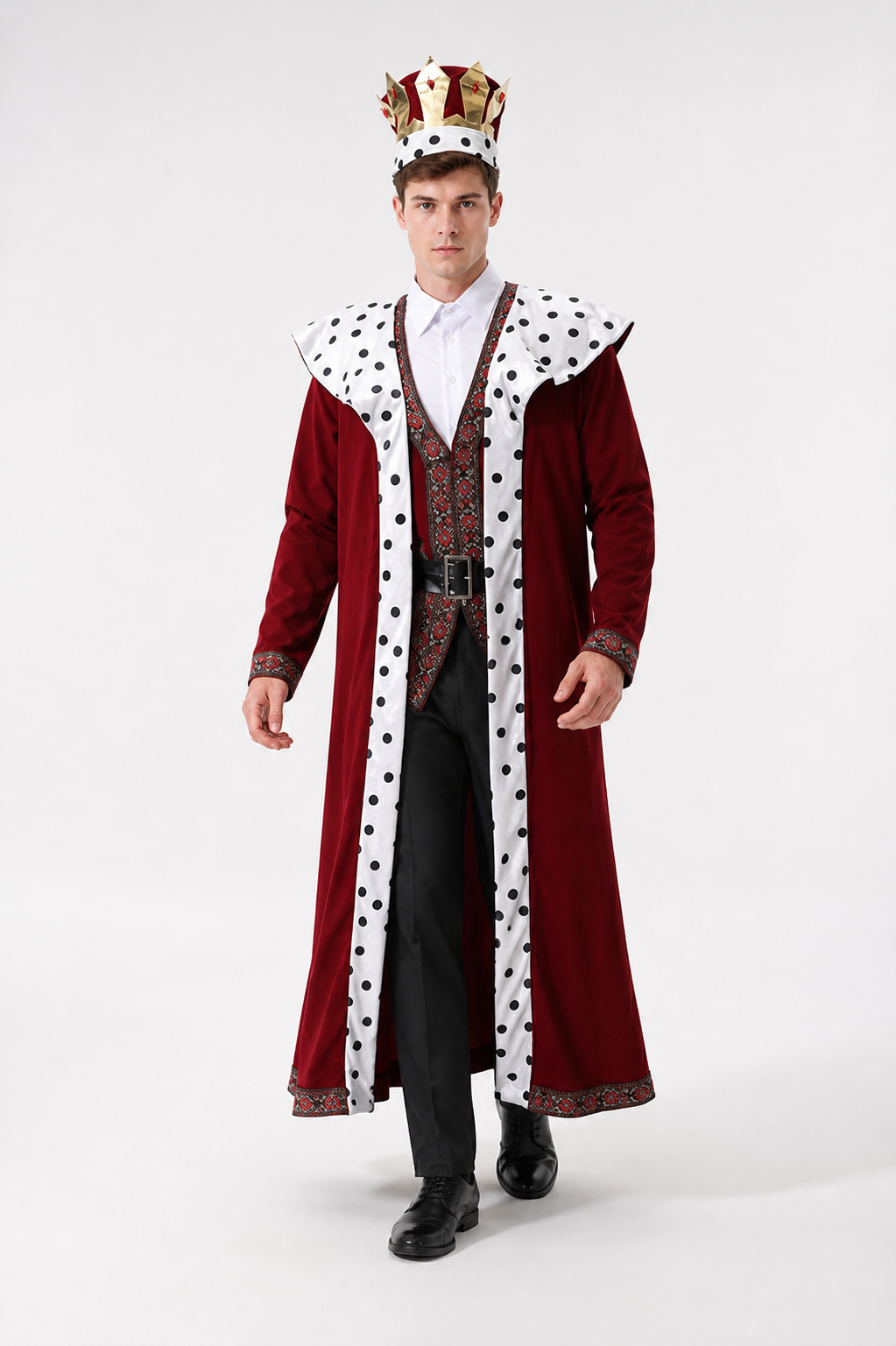 Medieval King Costume with Cape and Crown Costume Capes detail