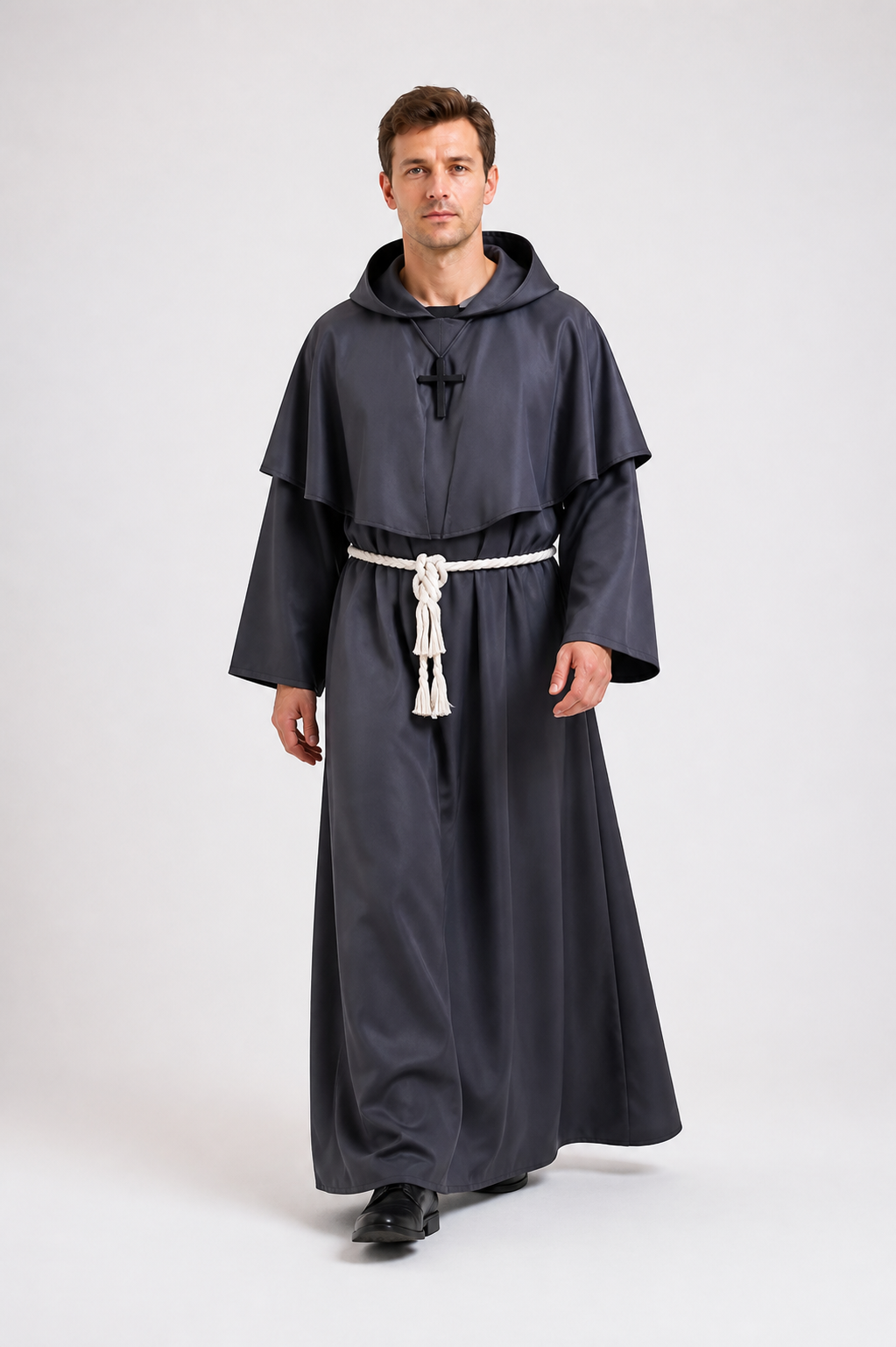 Medieval Monk Robe with Pointed Hood Costumes detail 2