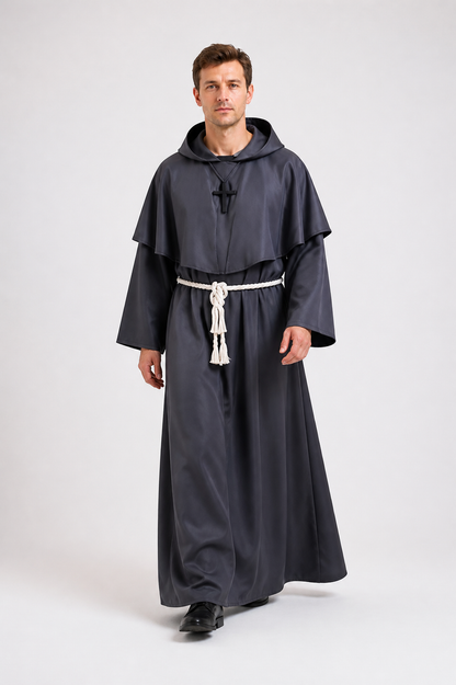 Medieval Monk Robe with Pointed Hood Costumes detail 2