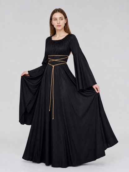 Gothic Maxi Dress with Long Sleeves