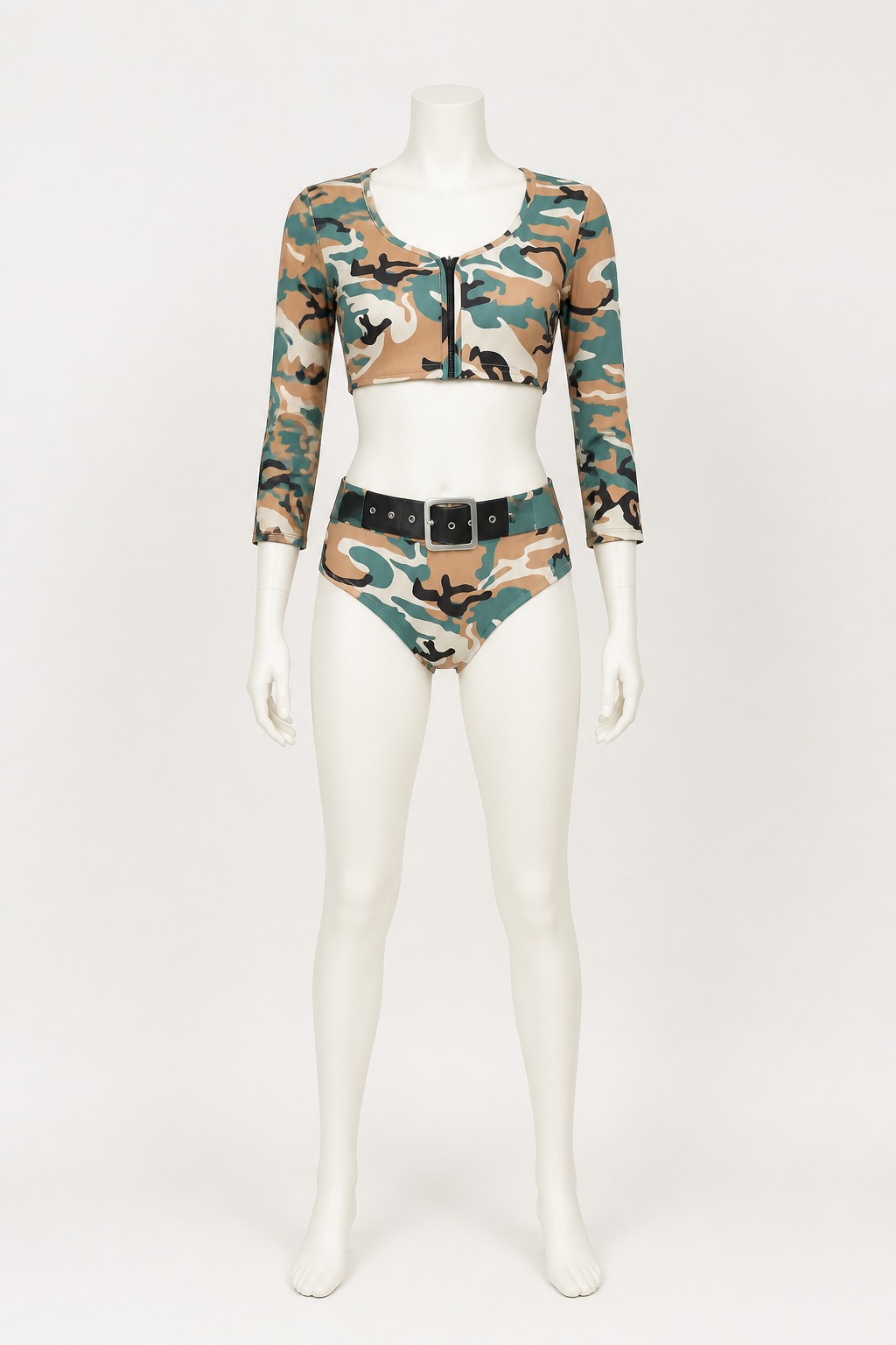 Camouflage Print Bikini with Long Sleeves product detail 2
