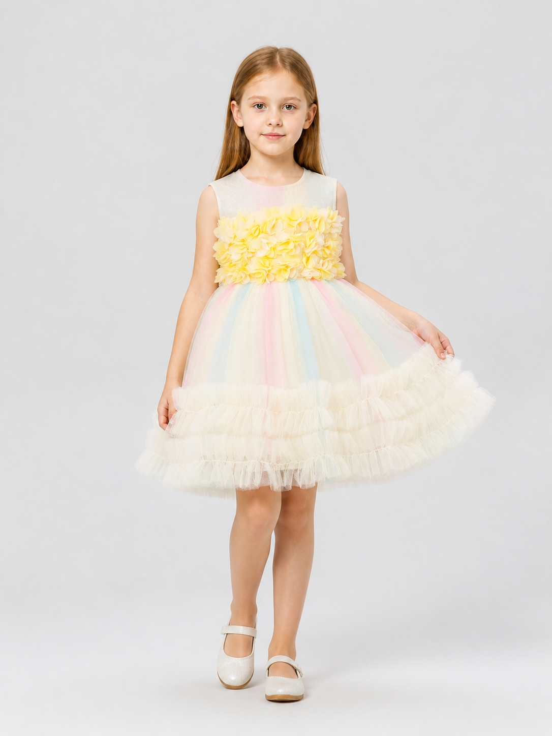Girls' Full Princess Dress with Flowers and Tulle Costume Dresses detail 2