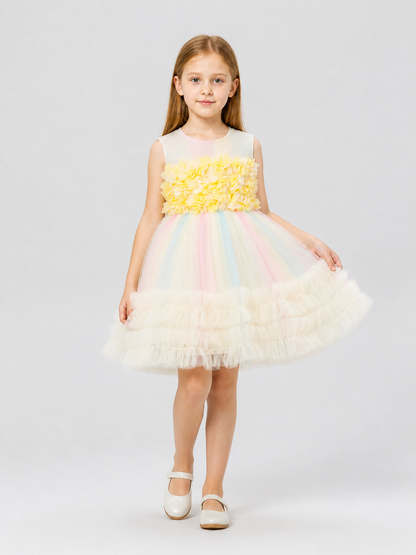 Girls' Full Princess Dress with Flowers and Tulle Costume Dresses detail 2