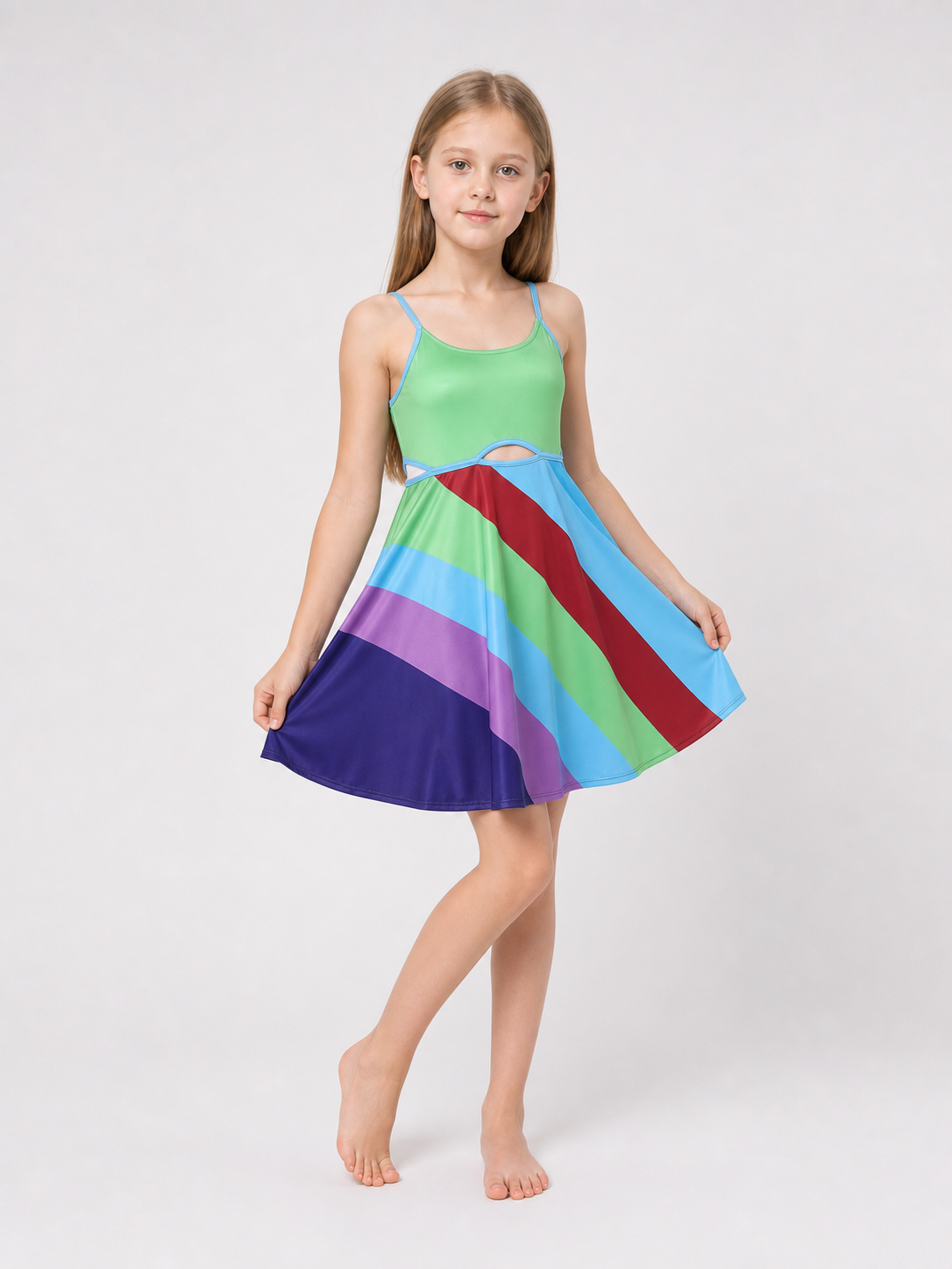 Cosplay Dress with Color Inserts and Cutout