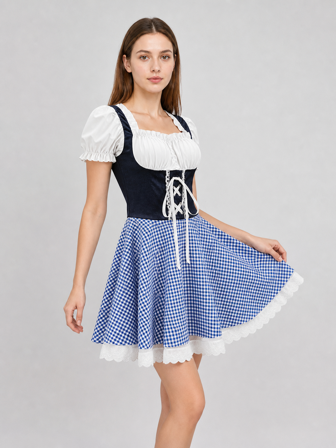 Plaid Dirndl-Style Dress for Celebrations
