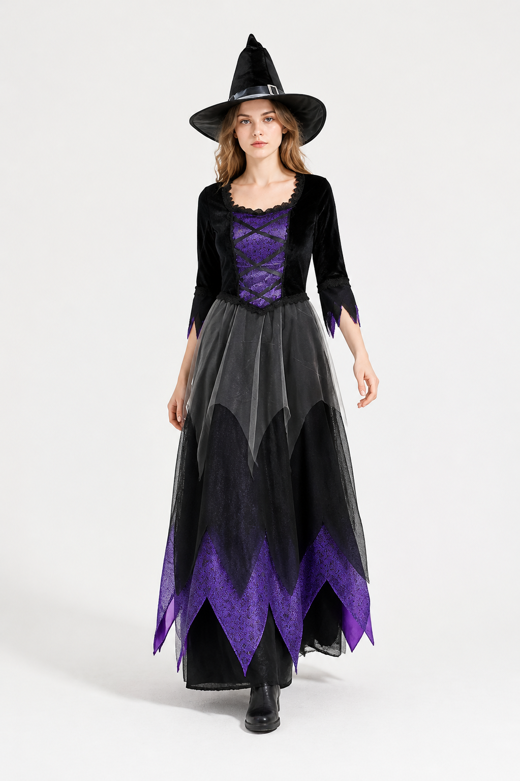 Black and Purple Long-Sleeved Cosplay Dress Costume Dresses detail