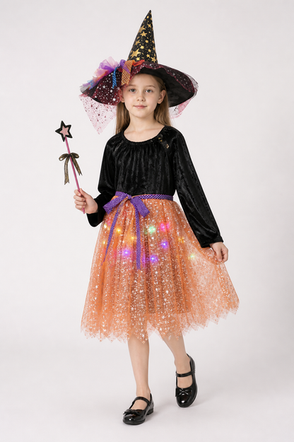 Witch Costume with Hat and Magic Wand