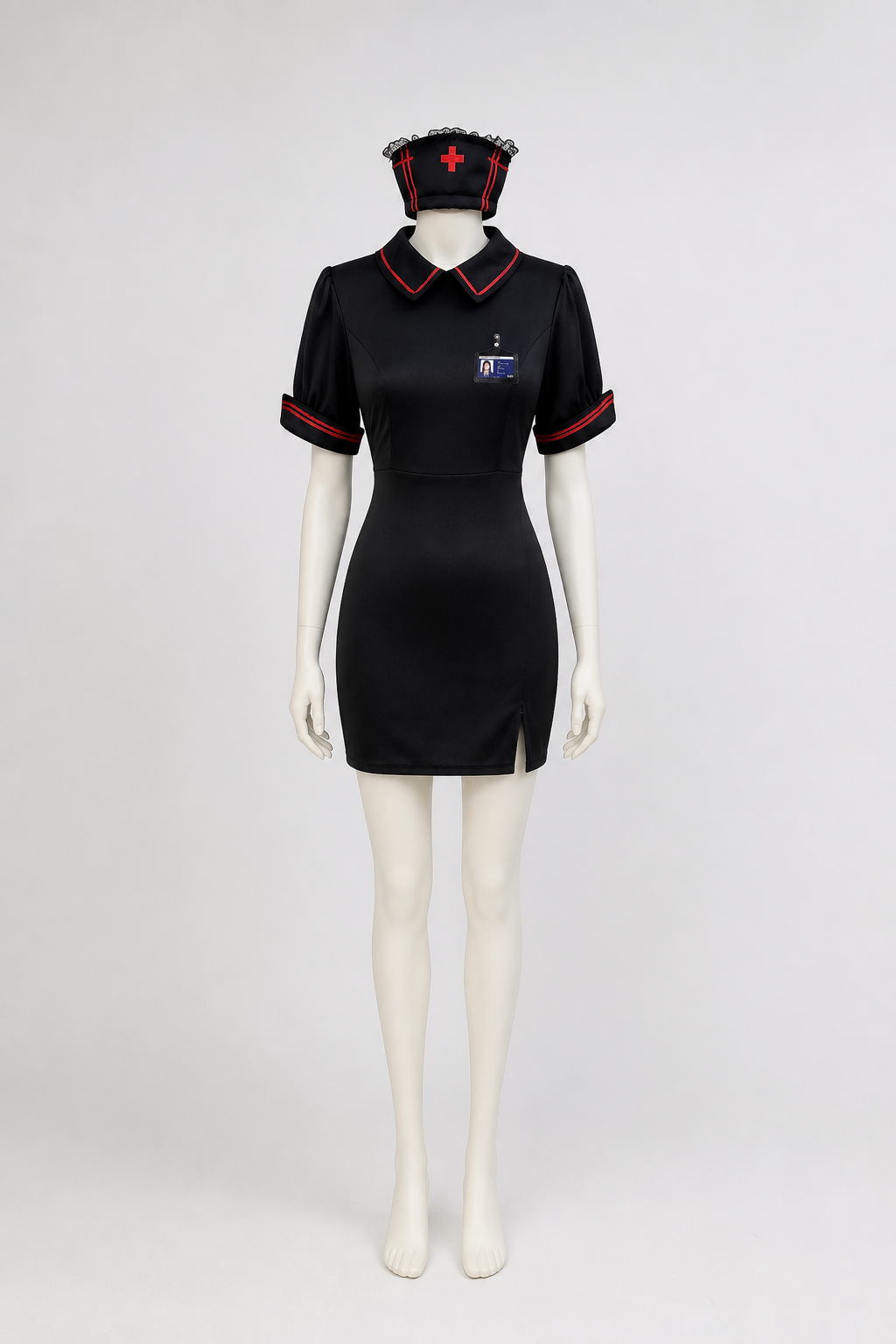 Short Black Dress with Red Trim Costume Dresses detail 2