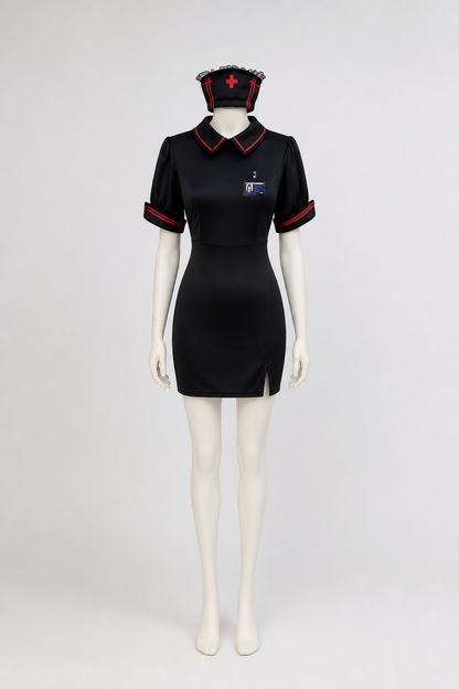 Short Black Dress with Red Trim Costume Dresses detail 2