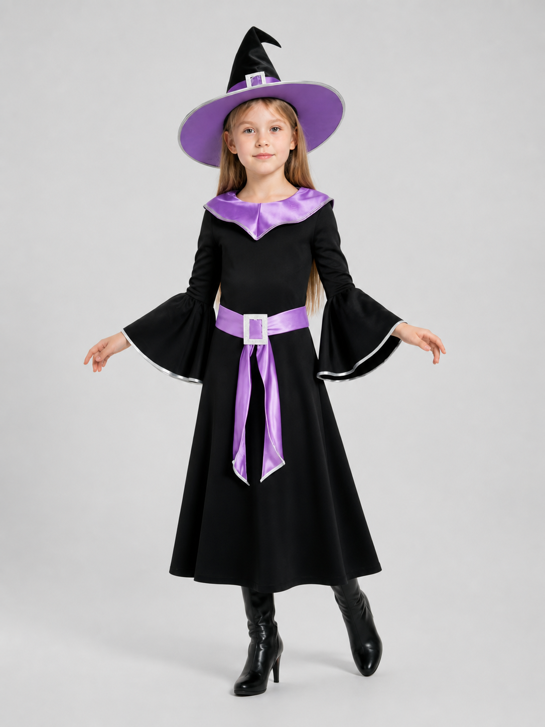 Witch Costume: Purple Dress and Hat Costume Dresses detail 2
